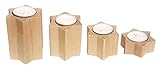 Hess Holzspielzeug 40044 - Teelichthalter in Sternenform, 4er Set, aus Holz, Natur, Dekoration für besondere Anlässe aus dem Erzgebirge