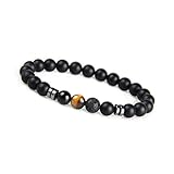GD GOOD.designs Chakra Perlenarmband aus Onyx Natursteinperlen I Kugelarmband mit TIgeraugen Perle I Armband Männer (Braun)
