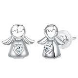 Hifeeled Engel Ohrringe Damen 925 Sterling Silber Ohrstecker für Frauen Original Schmuck Geschenk Mutter Ehefrau Tochter