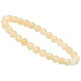 ELEDORO Stretch Armband aus echten Edelstein-Perlen (6mm) – Perlenarmband für stilvolle Eleganz (Calcit gelb)