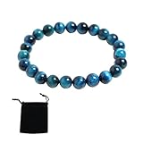 Nazaz 8mm Blaues Tigerauge Kristall Armband, Natürliches Tigerauge-Armband, Damen Männer Stretch Armband Geschenk für Freund, Ehemann, Vate, Mädchen, Frauen