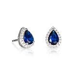 Diamond Treats Saphirblau Ohrstecker in Tropfenform aus 925er Sterling Silber für Damen mit blauen Zirkonia-Steinen, blaue Ohrringe aus 925er Silber, Schmuck für Frauen, Ohrringe in Blau