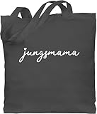 Baumwolltasche - Mama - Taschen - Jungsmama Herz weiß - Unisize - Dunkelgrau - tasche zum muttertag mutter baumwolle muttertagsgeschenk von kindern mom stoffbeutel geschenke für werdende mütter