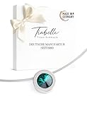TIABELLE – Collier LARA aus Titan mit funkelndem Swarovski® Kristall – Silberfarbene Kette für Damen – allergenfrei & hautverträglich – Handmade in Germany (L=45cm | 15,9mm ø | Emerald)