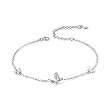 LDUDU Damen Armband Schmetterling Zirkon Armkette Silber 925 Geschenk für Weihnachten Valentinstag Geburtstag (silber)