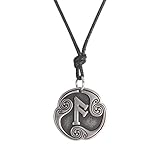 Amaxer 24 Runen Talisman Wikinger Schmuck Asatru-Halskette heidnischer Wicca-Anhänger nordische Runen Vintage nordisches Amulett verstellbare Seilkette Halskette für Männer und Frauen, M, Metall
