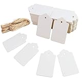 HAKACC HAKACC Kraftpapier Anhänger, 200 STK. Geschenkanhänger Weiß Etiketten Kraftpapier Anhänger mit Schnur Wunschkarten für Hochzeit Weihnachten
