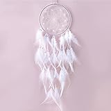 Dream Traumfänger Kinder, Federn Traumfänger im Böhmischen Stil, Handgefertigt Dreamcatcher für Wandbehang Hochzeit Wohnkultur Ornamente Handwerk (Weiß)