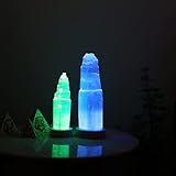 HEIMTEX Selenite USB Farbwechsellampe Kristalllampe Mehrfarbige Kristalltischlampe (20 cm)