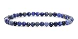 LAKADA Echtes Sodalith Edelstein Armband mit runden 4mm Perlen - verschiedene Längen - Heilstein Schutzstein Edelsteinarmband Glücksbringer Talisman Geschenk (Sodalith, 18CM)