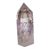Edelstein Standspitze aus 3 Mineralien, Amethyst, Bergkristall und Rauchquarz | Seltenheit Stein Spitze mit Standfläche (60-70 Gramm)