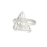 LIKGREAT Allsehendes Auge Ring Altägyptische Auge der Vorsehung Ringe Ägypten Auge Gottes Einstellbarer Ring Glücks Amulett Schutz Edelstahl-Schmuck für Männer Frauen (Silber)