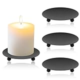 Kerzenhalter Schwarz, 2 Stück Kerzenständer Metall, Kerzenteller, Kerzenschale, Kerzentüllen, Modern Kerzenhalter Weihnachten, Candle Holder für Adventsgestecke Weihnachtsgestecke (Schwarz 4er Set)