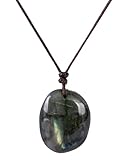 SPDYCESS Natürliche Heilung Kristalle Kette Damen Herz Rund Labradorit Achat Halskette mit Anhänger Reiki Schmuck für Männer Frauen Geschenk