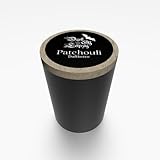 Patchouli Duft Blutkerze - Votivkerze aus rotem Stearin in schwarzem Glas mit Holzdeckel ca. 5cm x 7,5 cm