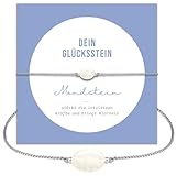 happymaker - Mondstein Armband Damen, handgemacht Edelstein Armband mit Silber Perlen mit Geschenkverpackung, Glücksbringer, Schwangerschaftsarmband, Geburtsstein Juni Zwilling