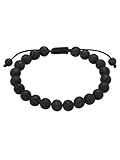 True Rebels Herren Armband Edelstahl schwarz Lavastein schwarz Edelsteinarmband