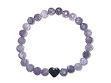 Majas Perlen Armband Sugilith facettiert 6mm - Herz Edelstahl ionisiert - Schutzstein -Größen Kind bis XXL - Handmade - anpassbar - Geschenk Mutter Freundschaft Liebe Schutz