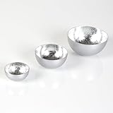 Moderne Teelicht-Schalen Metall Silber Urban Kerzen-Schale Teelichthalter Industrial Grau 3er-Set