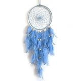 Traumfänger Mädchen Handgefertigt Dream Catcher Feder Dreamcatcher Wandbehang Gewebte im Böhmischen Stil Bastelset für Schlafzimmer Wohnzimmer(Blau)