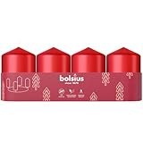 Bolsius - Adventszeit - Stumpenkerze - rot - 6cm - 4-Pack - Dekorative Kerze - Mit natürlichem Pflanzenwachs - Ohne Palmöl