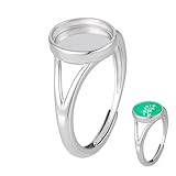 BENECREAT 925 verstellbarer Ringsockel Aus Sterlingsilber 10×8mm Platin Oval Edelstein Ring Fassungen Fingerring Rohlingbasis Für DIY Edelsteinring Schmuckhandwerksherstellung