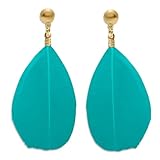 Soul-Cats 1 Paar dezente, pastell farbene Feder Ohrringe für Damen im Boho Style, Farbe: türkis