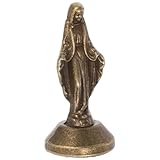 HOOTNEE Marienstatue Aus Messing Klassische Skulptur Heilige Katholische Dekoration Ornament Für Zuhause Bürotisch Auto-dekor Kleine Figur Religiöses Geschenk Mit Feierlichem Ausdruck