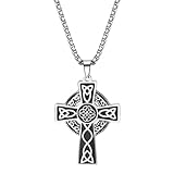 OIDEA Herren Wikinger Kreuz Halskette: Nordischer Odin Keltischer Irischer Knoten Kreuz Anhänger mit Kette aus Edelstahl Kreuzkette Viking Amulett Schmuck Geschenk für Männer Vater Freund