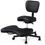 MallCreaty Ergonomischer Meditationsstuhl, ADHS-Stuhl mit Lendenwirbelstütze und Rädern, höhenverstellbar, Yoga-Stuhl mit gekreuzten Beinen und Beinauflage, Criss Cross Chair (schwarz)