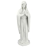 Design Toscano Heilige Jungfrau Maria Statue aus Marmor - Kunstharz, Maße: 9 x 3,5 x 29 cm