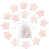 Stern Edelsteine, 15 Stück Kristalle Heilsteine Glücksbringer, Rosenquarz Glückssteine mit Organzasäckchen, Chakra Stein für Meditation und Balance, Reiki Heilung, Dekoration