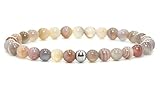 Echtes Botswana Achat Edelstein Armband mit 6mm Perlen - verschiedene Längen - Heilstein Schutzstein Talisman Glücksbringer Geschenk (Botswana A., 22CM)