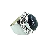 Navya Craft Schwarzer Onyx-Ring, 925er Sterlingsilber, handgefertigter Verlobungsring für Frauen, natürlicher Edelstein-Statement-Ring in Birnenform, Boho-Geschenk für ihren Geburtstag (69 (22.0))