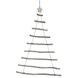 Wand Deko Weihnachtsbaum - 90 cm - aus 9 Holz Ästen und Jute Kordel - mit Stern Spitze Hängedeko Wanddeko Tannenbaum Christbaum