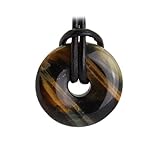 Budawi® - Falkenauge Tigerauge Donut Anhänger Kettenanhänger 20 mm mit Lederband