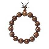 Thajaling Buddha Armband Männer Gebet Zen Buddhismus 15mm Mala Perlen Armband Tibetische Buddha Meditation Natürliches Gold Sandelholz