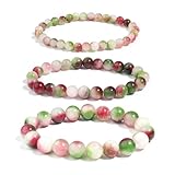 TIANXIAOQWE Ein 19 cm großes Wassermelonen-Turmalin-Armband für Männer und Frauen, Naturstein, Mineral, Party, Stein Holz, Kristall