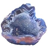 Steinfixx - wunderschön gefärbte Achat Geode | aufgeschnitten | A* Qualität | Schnittkante poliert I Glücksgeode I Feengarten (Blau)