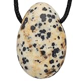 Lebensquelle Plus Seltene Tropfen Anhänger mit Baumwollband | Set-Angebot Naturstein Halskette | Echter Edelsteinanhänger | Gebohrter Trommelstein Tropfenanhänger (Dalmatinerstein (Aplit))