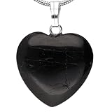 Lebensquelle Plus Herzanhänger Turmalin (Schörl) | Edelstein Anhänger mit 925er Silberöse | 1,5 cm x 1,5 cm - 2 x 2 cm Herz mit Öse | Inklusive Edelsteinkarte