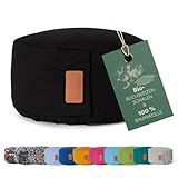 #DoYourYoga rundes Yogabolster - waschbarer Bezug, Bio-Buchweizenschalen (KBA) Füllung, 30 x 15 cm, Yoga Kissen für Yin Yoga & Meditation - schwarz