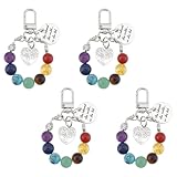 MAYJOYDIY 4 Stück 7 Chakra Schlüsselanhänger Edelstein Anhänger Kristall Natürlicher Synthetischer Stein Liebesbaum Anhänger Mit Legierung Karabiner Schnalle Für Männer Frauen Paare Freunde