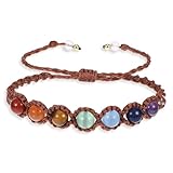 ShinherYee 7 Chakra Armband, Edelstein Armband Spirituelle Geschenke, Geflochten Einstellbar Heilsteine Armbänd, Glücksarmband Healing Reiki Energietherapie Glückbringen Edelstein für Damen Herren