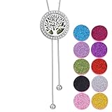 RIXERKOC Ätherisches Öl Diffusor Halskette für Damen, Aromatherapie Anhänger Halskette verstellbares Edelstahl Kette mit 10 Filz Pads, ätherisches Öl Schmuck Geschenk für Frauen Männer (B)