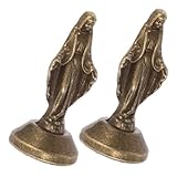 Warmhm 2stücke Marienstatuen Aus Messing Der Heiligen Jungfrau Religiöse Dekoration Für Kirchenaltäre Und Spirituelle Räume Handgefertigte Metallfigur Mit Exquisiten Details Für Hausschre