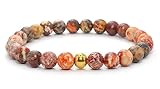 Echtes Leopardenjaspis Edelstein Armband mit 6mm Perlen - verschiedene Längen - Heilstein Schutzstein Talisman Glücksbringer Geschenk (Leo.-Jaspis, 18CM)