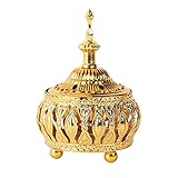 Arabischer Weihrauchbrenner Räuchergefäß Metall Weihrauchbehälter Duftlampe Räuchergefäß mit Deckel Aromalampe Räucherstäbchen Halter für Hochzeit Ostern Geburtstag Party Dekoration Ornament 12x9 cm