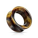 beyoutifulthings Ohr-Tunnel Tigerauge-Stein Ohr-Piercing Ohr-Schmuck Ohr-Plug Double Flared Sattel-Verschluss 8mm