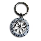 LivelyBuy Vegvisir Runenkompass Schlüsselanhänger, Wikinger, nordisches Amulett, Island, Schmuck, Anhänger, Geschenk, silber, One size